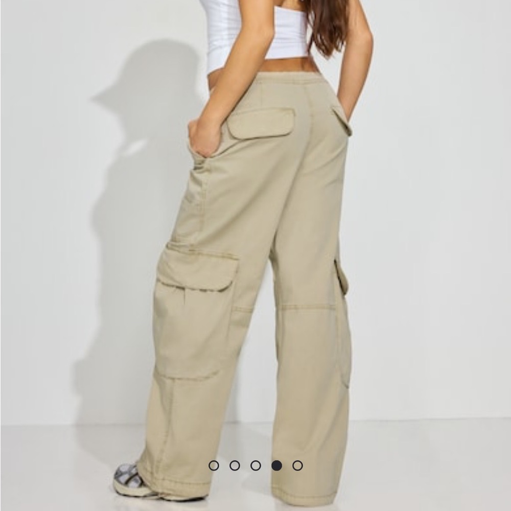 Garage wide leg cargo pants in beige